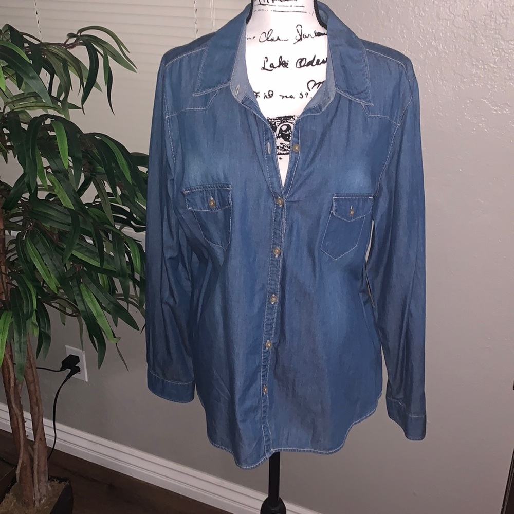 NWT Route 66 Denim Button Up Shirt
